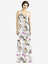 Front View Thumbnail - Butterfly Botanica Ivory Draped Wrap Chiffon Maxi Dress with Sash