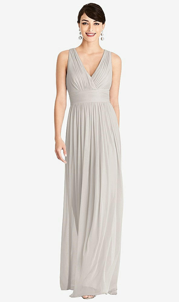 Front View - Oyster Alfred Sung Bridesmaid Dress D744