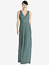 Front View Thumbnail - Smoke Blue Alfred Sung Bridesmaid Dress D744