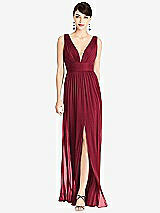 Front View Thumbnail - Burgundy & Light Nude Alfred Sung Style D745