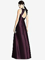 Rear View Thumbnail - Deep Plum Sleeveless Open-Back Satin A-Line Dress