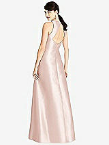Rear View Thumbnail - Blush Sleeveless Open-Back Satin A-Line Dress