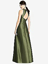 Rear View Thumbnail - Olive Green Sleeveless Open-Back Satin A-Line Dress