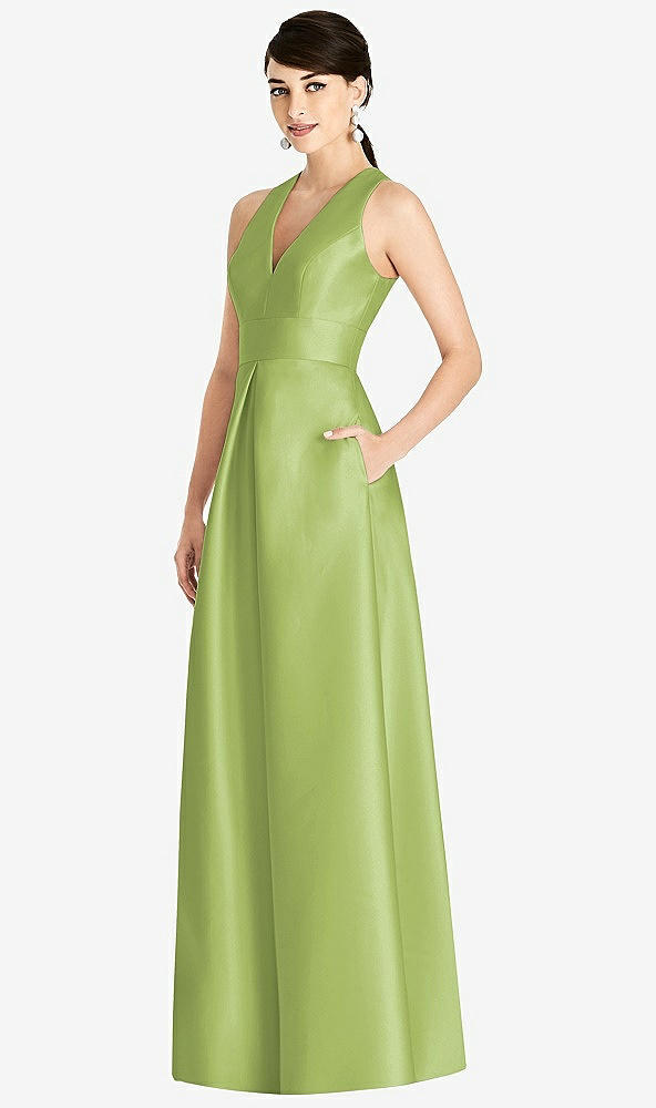 Front View - Mojito Sleeveless Open-Back Pleated Skirt Dress with Pockets