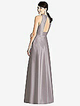 Rear View Thumbnail - Cashmere Gray Sleeveless Open-Back Pleated Skirt Dress with Pockets