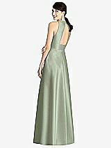 Rear View Thumbnail - Sage Sleeveless Open-Back Pleated Skirt Dress with Pockets