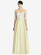 Front View Thumbnail - Butter Yellow & Ivory Strapless A-Line Satin Dress with Pockets