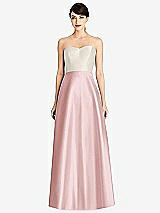 Front View Thumbnail - Ballet Pink & Ivory Strapless A-Line Satin Dress with Pockets