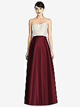 Front View Thumbnail - Cabernet & Ivory Strapless A-Line Satin Dress with Pockets