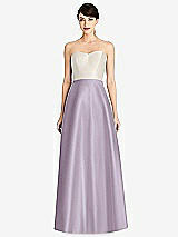 Front View Thumbnail - Lilac Haze & Ivory Strapless A-Line Satin Dress with Pockets