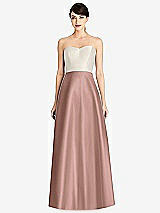 Front View Thumbnail - Neu Nude & Ivory Strapless A-Line Satin Dress with Pockets