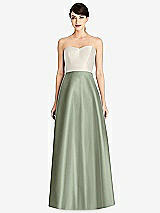 Front View Thumbnail - Sage & Ivory Strapless A-Line Satin Dress with Pockets