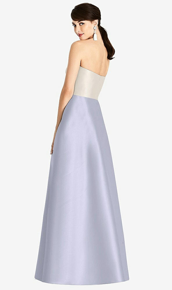 Back View - Silver Dove & Ivory Strapless A-Line Satin Dress with Pockets