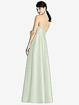 Rear View Thumbnail - Mint Green V-Neck Full Skirt Satin Maxi Dress