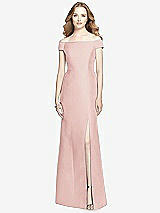 Front View Thumbnail - Rose Off-the-Shoulder Criss Cross Back Satin Dress