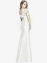 Rear View Thumbnail - White Off-the-Shoulder Criss Cross Back Satin Dress
