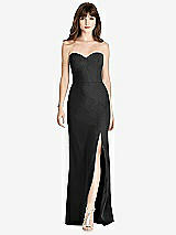 Front View Thumbnail - Black Strapless Crepe Trumpet Gown with Front Slit