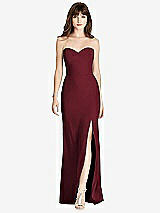 Front View Thumbnail - Cabernet Strapless Crepe Trumpet Gown with Front Slit