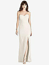 Front View Thumbnail - Ivory Strapless Crepe Trumpet Gown with Front Slit