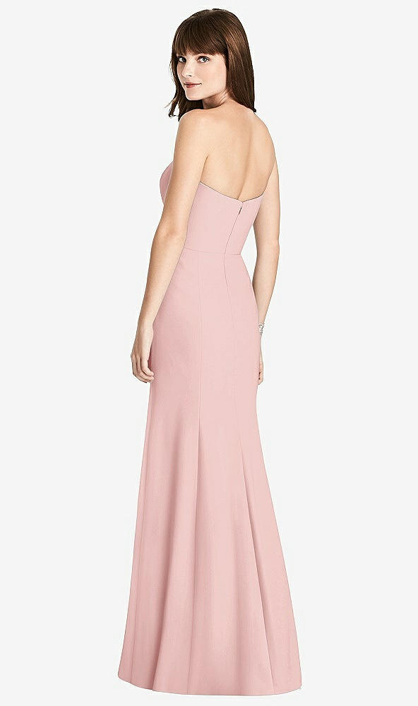 Back View - Rose Strapless Crepe Trumpet Gown with Front Slit