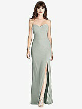 Front View Thumbnail - Willow Green Strapless Crepe Trumpet Gown with Front Slit