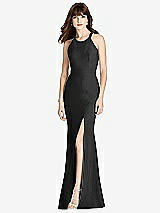 Front View Thumbnail - Black Criss Cross Open-Back Trumpet Gown