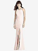 Front View Thumbnail - Blush Criss Cross Open-Back Trumpet Gown