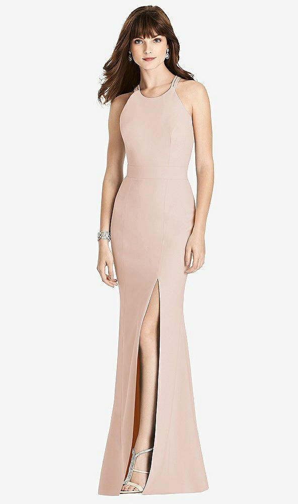 Front View - Cameo Criss Cross Open-Back Trumpet Gown