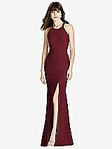 Front View Thumbnail - Cabernet Criss Cross Open-Back Trumpet Gown