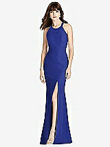 Front View Thumbnail - Cobalt Blue Criss Cross Open-Back Trumpet Gown