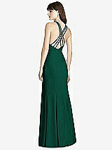 Rear View Thumbnail - Hunter Green Criss Cross Open-Back Trumpet Gown