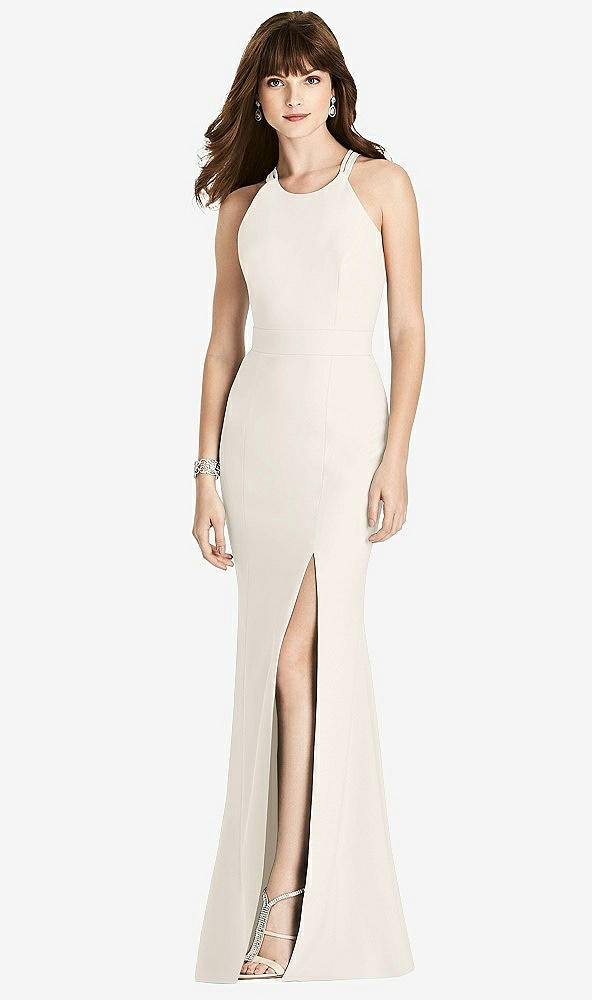 Front View - Ivory Criss Cross Open-Back Trumpet Gown