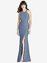 Front View Thumbnail - Larkspur Blue Criss Cross Open-Back Trumpet Gown