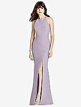 Front View Thumbnail - Lilac Haze Criss Cross Open-Back Trumpet Gown