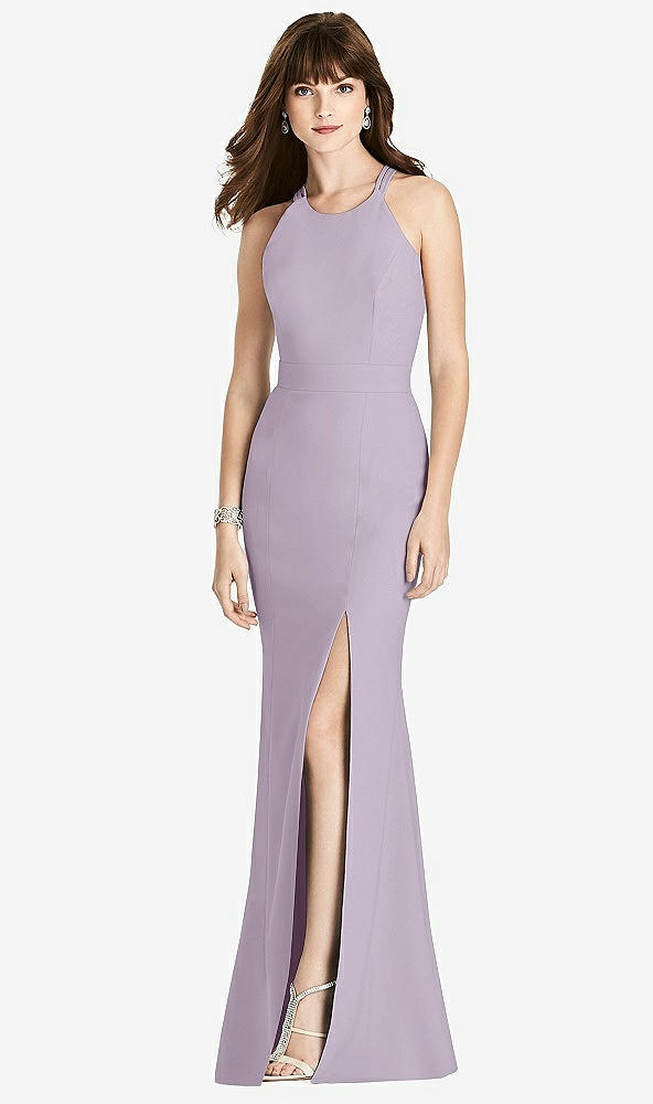 Front View - Lilac Haze Criss Cross Open-Back Trumpet Gown