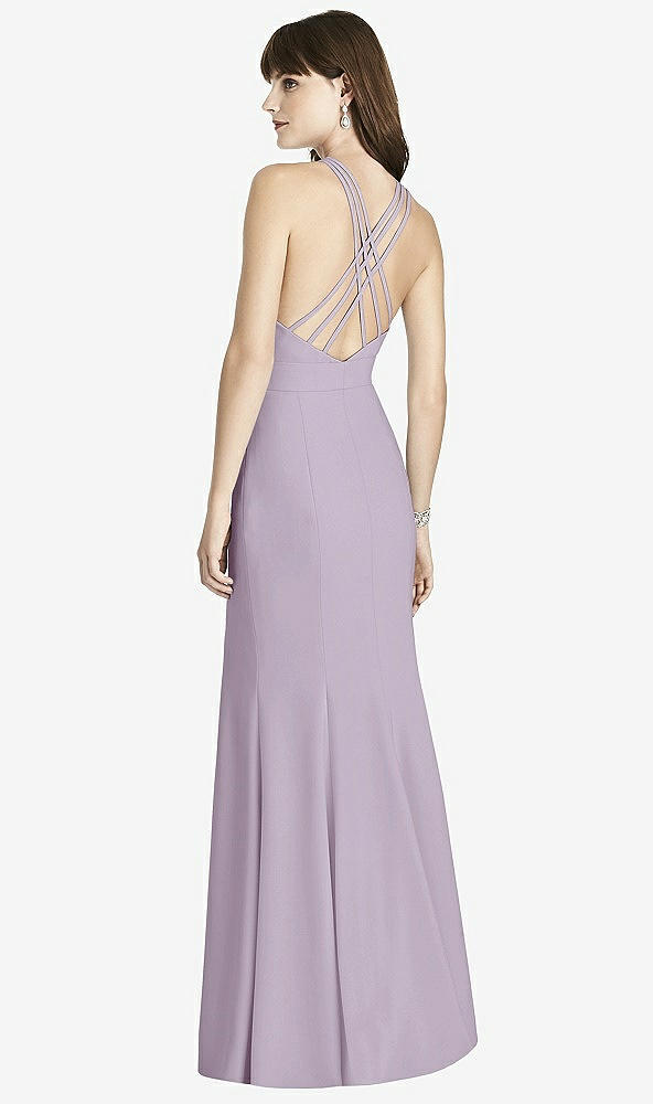 Back View - Lilac Haze Criss Cross Open-Back Trumpet Gown