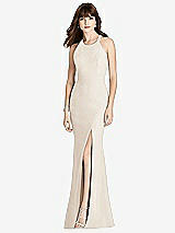 Front View Thumbnail - Oat Criss Cross Open-Back Trumpet Gown