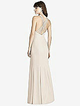 Rear View Thumbnail - Oat Criss Cross Open-Back Trumpet Gown