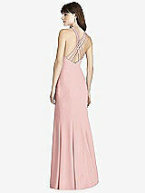 Rear View Thumbnail - Rose Criss Cross Open-Back Trumpet Gown