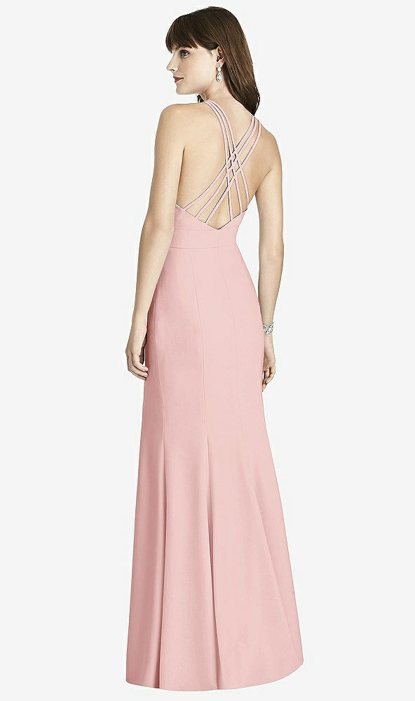 Back View - Rose Criss Cross Open-Back Trumpet Gown