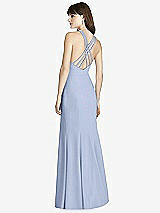 Rear View Thumbnail - Sky Blue Criss Cross Open-Back Trumpet Gown