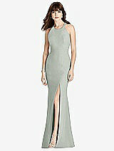 Front View Thumbnail - Willow Green Criss Cross Open-Back Trumpet Gown