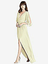 Front View Thumbnail - Butter Yellow Split Sleeve Backless Chiffon Maxi Dress