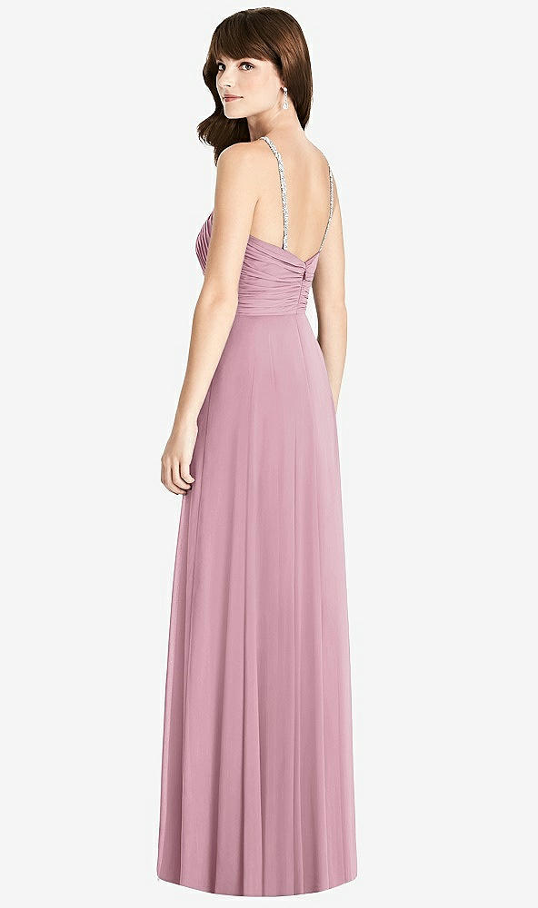Back View - Dusty Pink Jeweled Twist Halter Maxi Dress