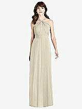 Front View Thumbnail - Champagne Jeweled Twist Halter Maxi Dress