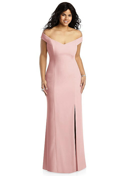 Off-the-Shoulder Criss Cross Back Trumpet Gown