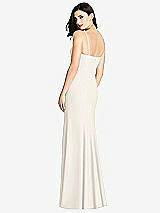 Rear View Thumbnail - Ivory Seamed Bodice Crepe Trumpet Gown with Front Slit
