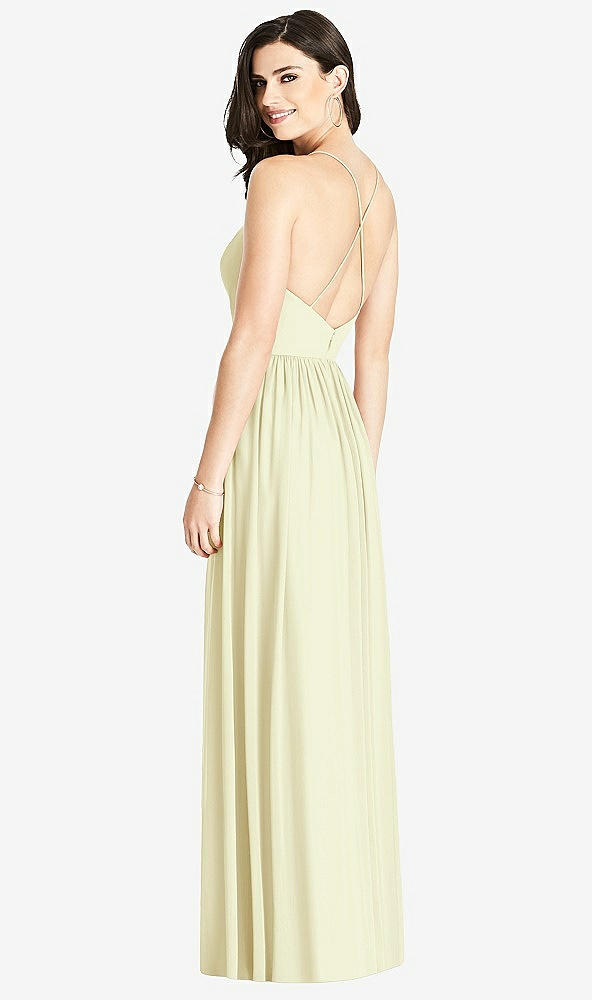 Back View - Butter Yellow Criss Cross Strap Backless Maxi Dress