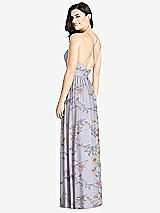 Rear View Thumbnail - Butterfly Botanica Silver Dove Criss Cross Strap Backless Maxi Dress