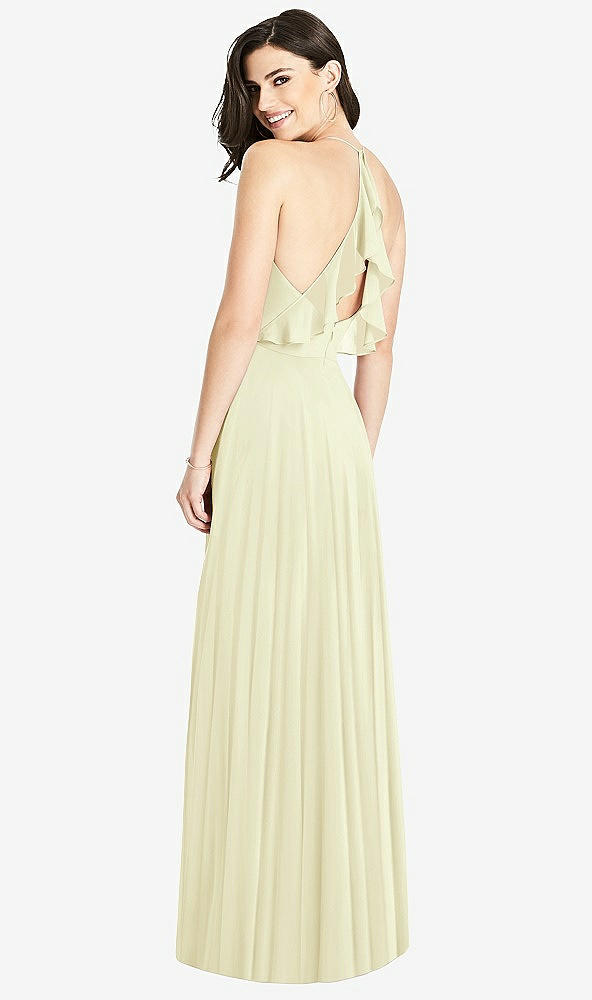 Front View - Butter Yellow Ruffled Strap Cutout Wrap Maxi Dress